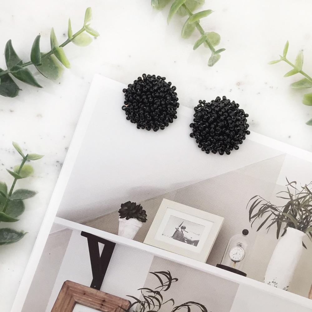 "Clémence" Earrings || Black Beaded Statement